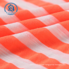 China Factory 50S Yarn Dyed Striped Textile T shirt  Fabric Knitted 100% Polyester Jersey Slub Fabric